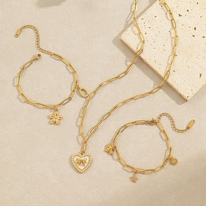 20 PCS Gold Plated Necklace Bracelet Chains Bulk Stainless Steel Paperclip Chain with Extender for Jewelry Making