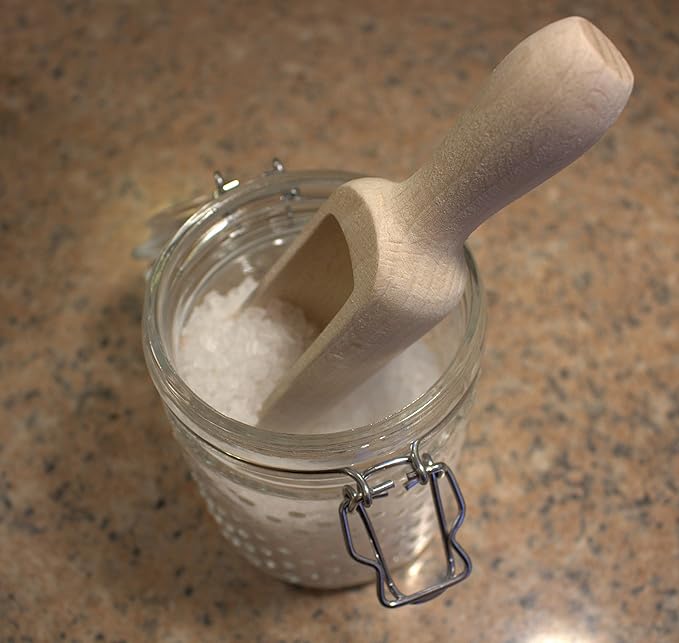 efo Large Wooden Scoop Set of 3 – Rustic Bathsalt Scoop - Multipurpose Wooden Spoon - Wood Salt and Spice Scoops – Stylish Wooden Candy Spoon - Washing Powder Scoops - 3 pcs, size 6.7" / 17cm