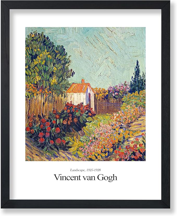 Monem Art Vintage Van Gogh Poster - Retro Impressionist Print - Flower Garden, Cottage, Sky, Colorful, Landscape - Gift for Artist, Friend - Wall Decor for Home, Office, 18x24 Unframed Wall Art