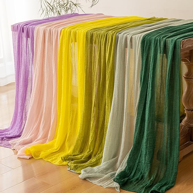 Keketoarrange 3pcs Emerald Green Table Runner Cheesecloth Gauze 120 Inch 10 FT Rustic Boho Cheese Cloth Table Decor for Wedding Baby Bridal Shower Party Long Sheer Vintage Spring Home Decorations