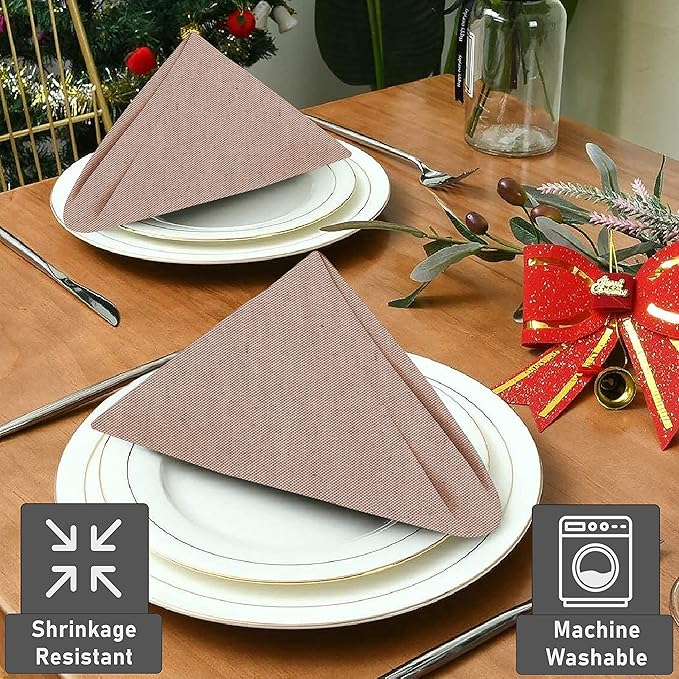 Ruvanti Cloth Napkins Set of 6, 18x18 Reusable Napkins Cloth Washable, Soft & Durable Table Napkin, Poly Cotton Fabric Dinner Napkins for Parties, Christmas, Thanksgiving, Weddings - Rust