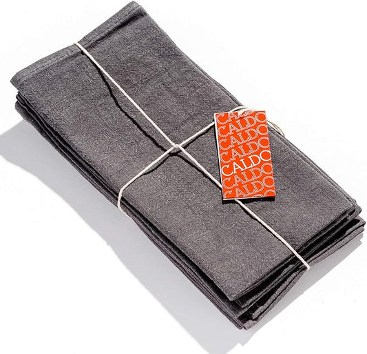 Caldo Linen Dinner Napkins - Rustic- Soft and Durable Cloth - Washable and Reusable- 4 Pack - 20x20 inch (Slate)