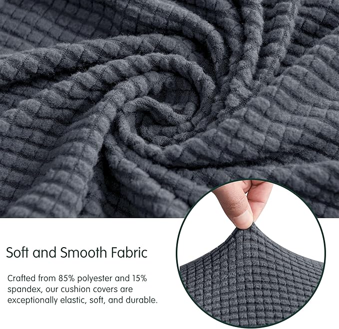 CHUN YI Medium Couch Cushion Cover Stretch for Loveseat, Sofa Seat Slipcovers for Pets, Suitable for Armchair Loveseat Sofa with Spandex Jacquard Washable Fabric(Medium,Grey)