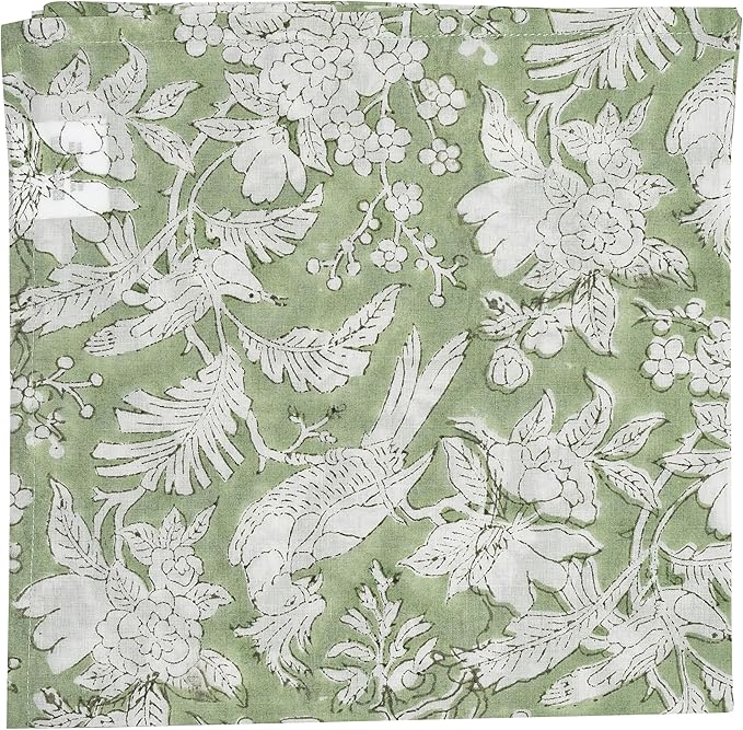 CPC Cloth Napkins 100% Cotton Set of 4 Reusable Napkins, Indian Block Print Toile Floral Dinner Napkin, Fall Thanksgiving Christmas Holiday Party Gift - Soft Absorbent Napkin, 18"x18" Mix