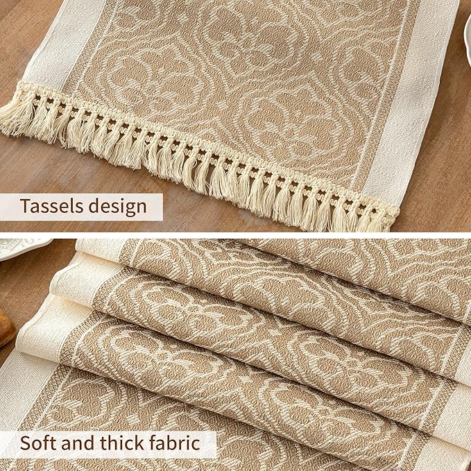 Table Runners 107 Inches,Waterproof Boho Table Runner with Tassel Fringe,Table Runner for Party Coffee Table