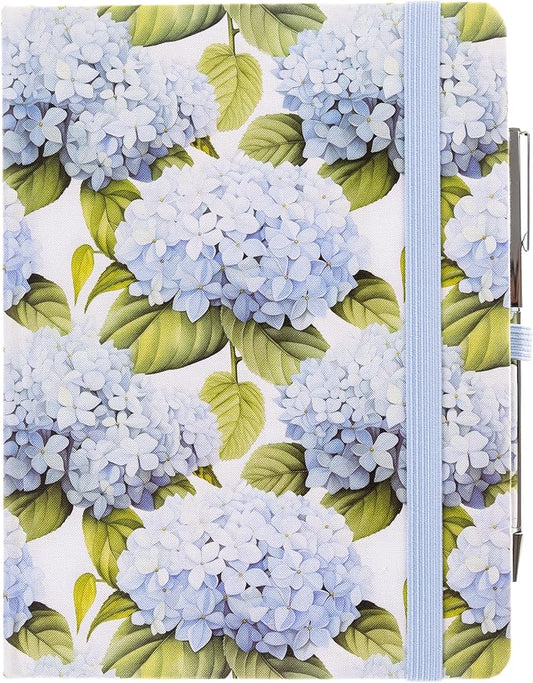 Graphique Hortensia Lined Journal Plus Pen Luxe Collection, Hardcover Diary Notebook for Writing, Silver Foil Embossing, 160 Pages, 6” x 8”