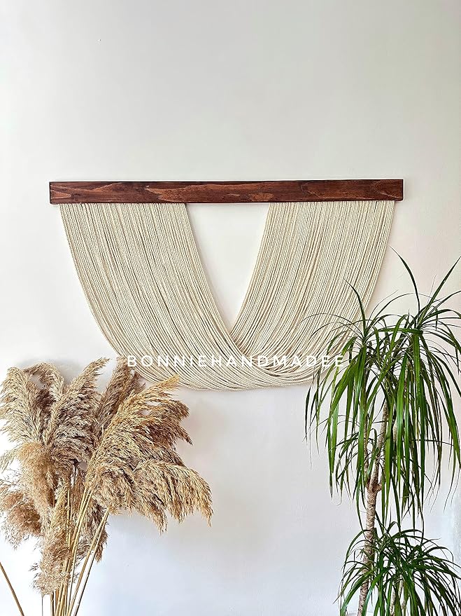 Large Macrame Wall Hanging Boho Wall Decor for Living Room Woven Wall Decor Yarn Tapestry Wall Hanging Aesthetic Macrame Headboard (Large 40''x24'', Type-1)