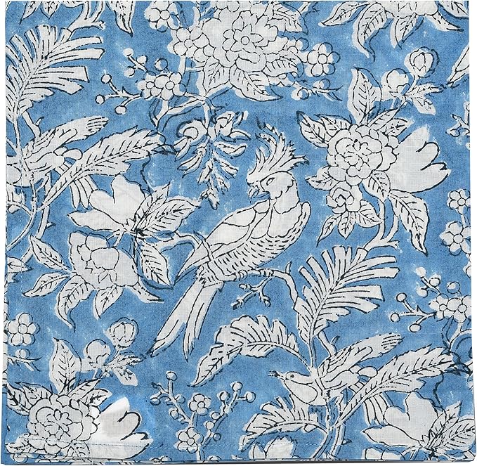 CPC Cloth Napkins 100% Cotton Set of 4 Reusable Napkins, Indian Block Print Toile Floral Dinner Napkin, Fall Thanksgiving Christmas Holiday Party Gift - Soft Absorbent Napkin, 18"x18" Mix