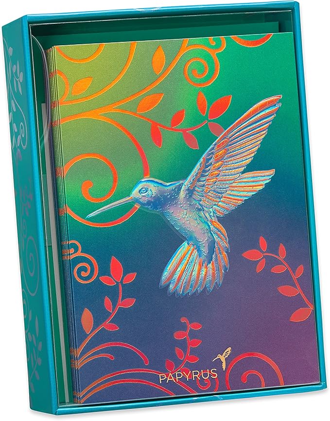 Papyrus Blank Cards with Envelopes, Hummingbird (12-Count)