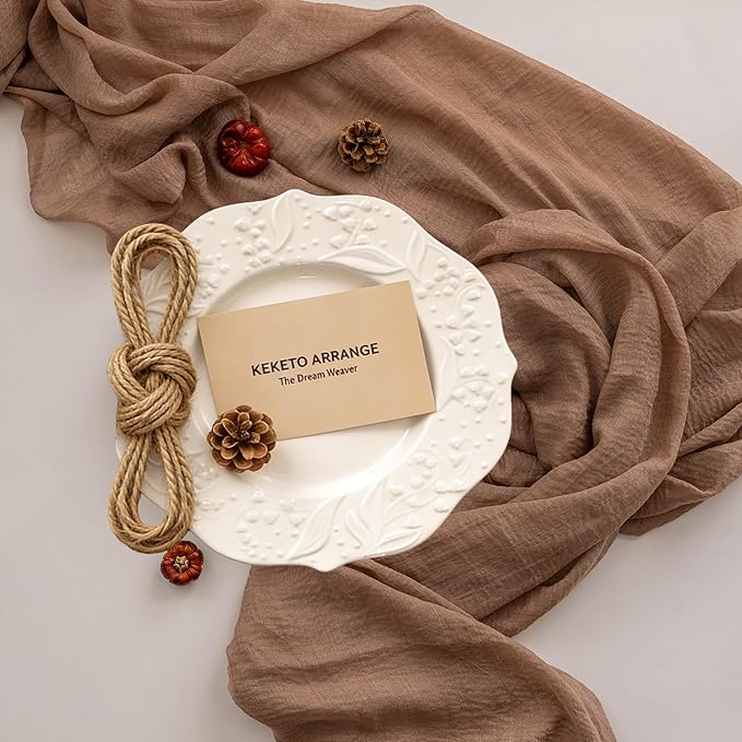 Keketoarrange 6pcs Cheesecloth Table Runner Nude Gauze Rustic Boho Coffee Cheese Cloth 120 Inch 10 FT for Wedding Baby Shower Bridal Shower Birthday Party Long Sheer Farmhouse Home Decorations